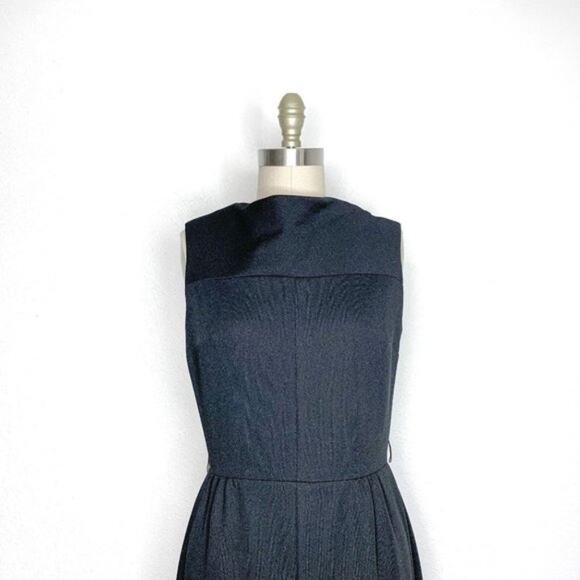 VINTAGE 70s {Montgomery Ward} Black Cocktail Sheath Hostess Maxi Dress Medium - Picture 2 of 6